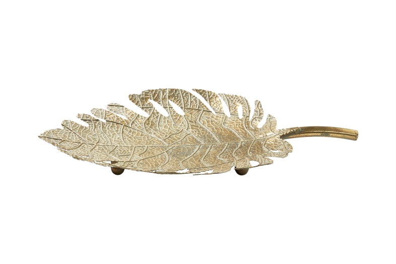 Fad Formet Som Blad I Antique Guld