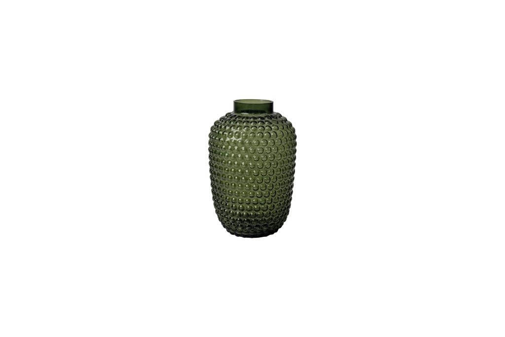 Smuk Glas Vase Med Prikker Mørk Grøn Fra Speedtsberg